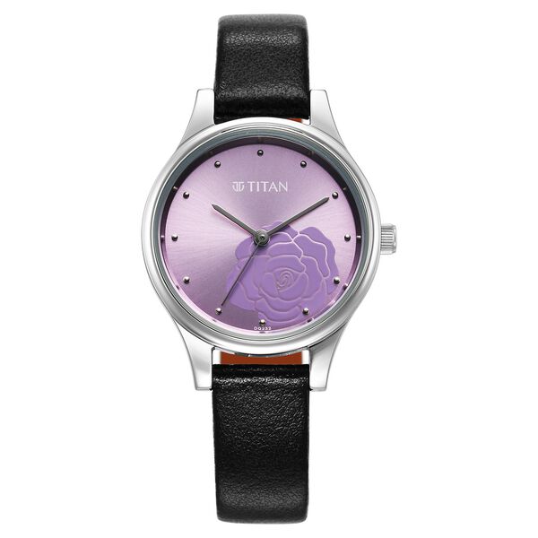 Titan Karishma Quartz Analog Purple Leather Strap for Women - image number 0