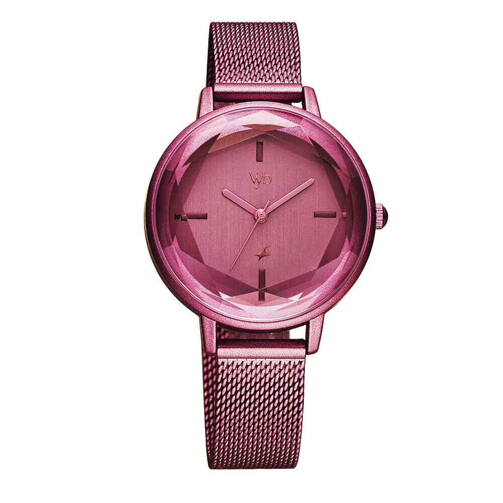 Buy Online Fastrack Vyb Aurora Quartz Analog Pink Dial Stainless Steel Strap Watch for Girls fv60010qm02w p Titan