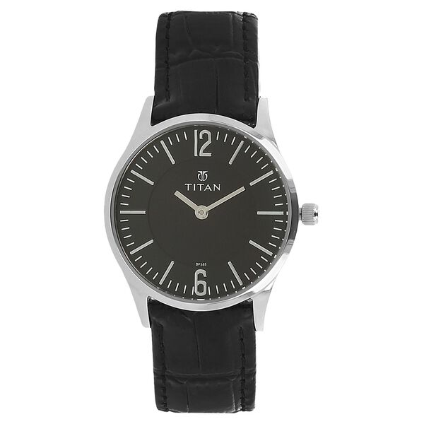 Titan Quartz Analog Black Dial Leather Strap Watch for Women - image number 0