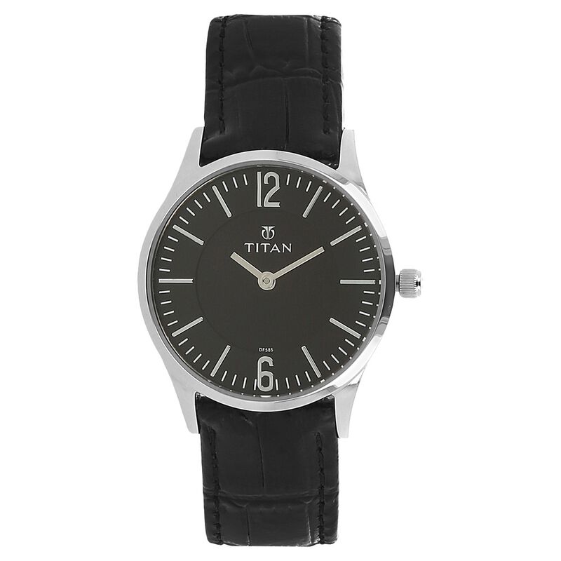 Titan Quartz Analog Black Dial Leather Strap Watch for Women