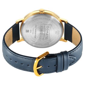 Sonata Utsav Quartz Analog Blue Dial Leather Strap Watch for Men