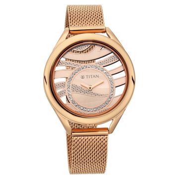 Titan Animalia Quartz Analog Stainless Steel Strap Watch for Women