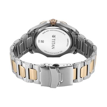 Titan Regalia Opulent Two-Eye Multifunction Brown Panda Dial Rose Gold And Steel Bimetal Strap Watch For Men