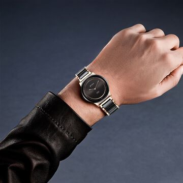 Titan Edge Fusion Quartz Analog Black Dial Black Steel & Ceramic Strap Watch for Men