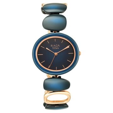 Titan Raga Ceramics Blue Dial Analog Metal Strap watch for Women