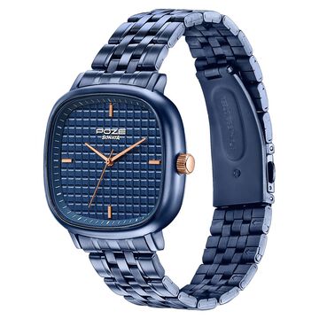 Sonata Poze Quartz Analog Blue Dial Blue Colour Stainless Steel Strap Watch For Men