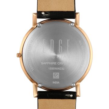 Edge Dynasty Quartz Analog White Dial Black Leather Strap Watch For Men