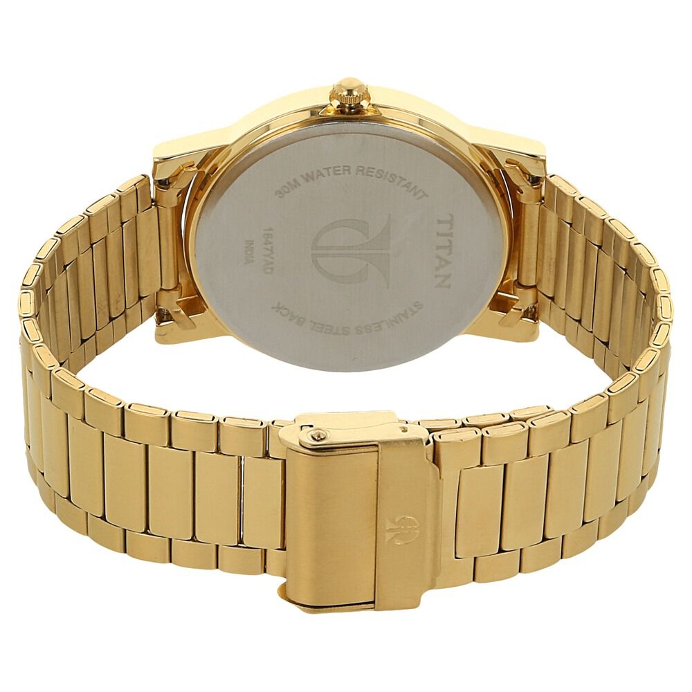 Buy Online Titan Champagne Dial Analog Stainless Steel Strap Watch for Men nm1647ym02 Titan