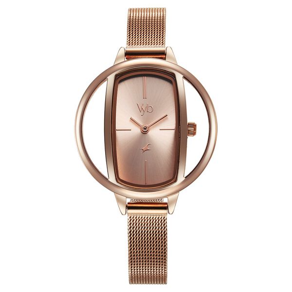 Fastrack Vyb Charmer Quartz Analog Rose Gold Dial Stainless Steel Strap Watch for Girls - image number 1
