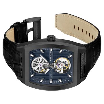 Kenneth Cole Automatic Black Leather Strap Watch For Men