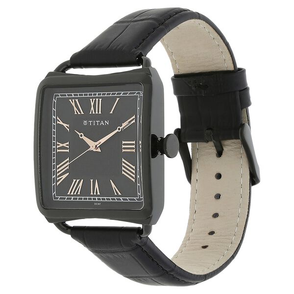 Titan Quartz Analog Black Dial Leather Strap Watch for Men - image number 1