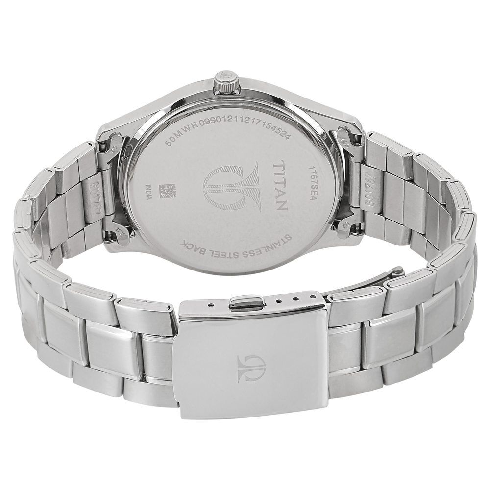 Buy Online Titan Workwear White Dial Analog with Day and Date Stainless Steel Strap watch for Men ns1767sm01 Titan