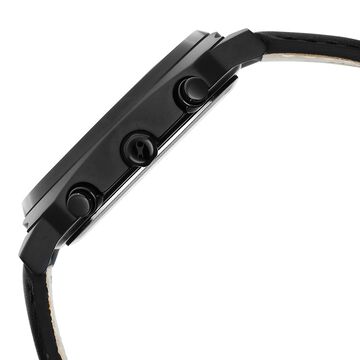 Fastrack Kronos Guys Chronograph Watch With Date Black Dial & Black Leather Strap