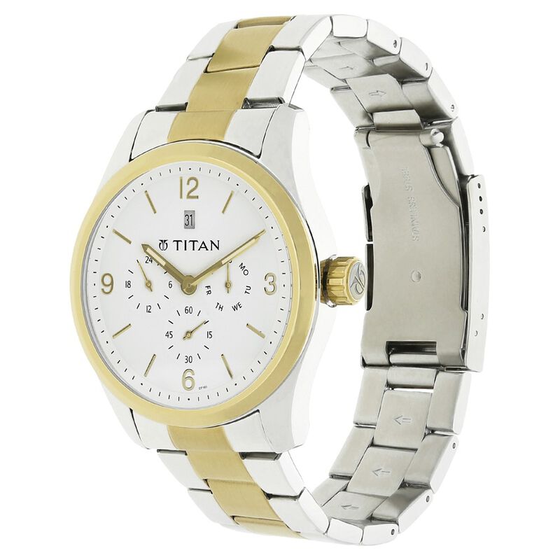 Titan Quartz Analog White Dial Metal Strap Watch for Men - image number 1