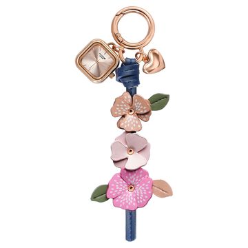 Key Chain Watch By Sonata Quartz Analog Rose Gold Dial Pink Leather Key Chain Strap Watch For Women