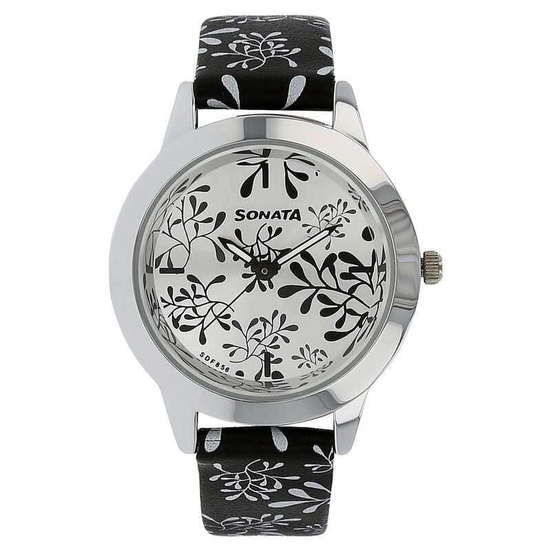 Sonata Quartz Analog White Dial Leather Strap Watch for Women