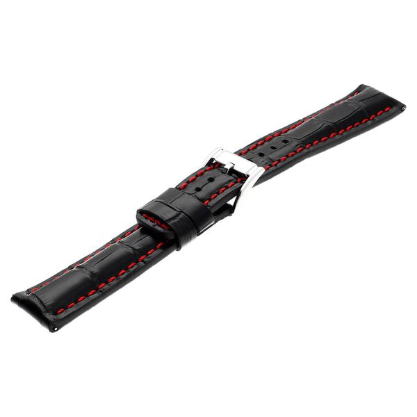 22 mm Black Genuine Leather Straps for Men - image number 3