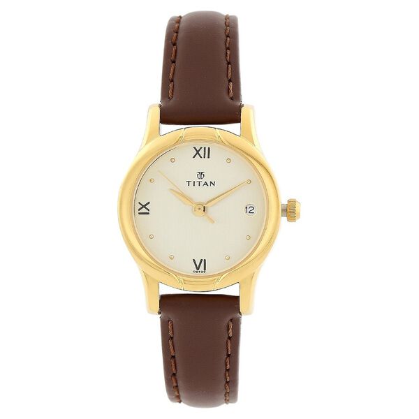 Titan Quartz Analog with Date Champagne Dial Watch for Women - image number 0