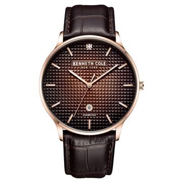 Kenneth Cole Brown Dial Quartz Analog Leather Strap Watch for Men