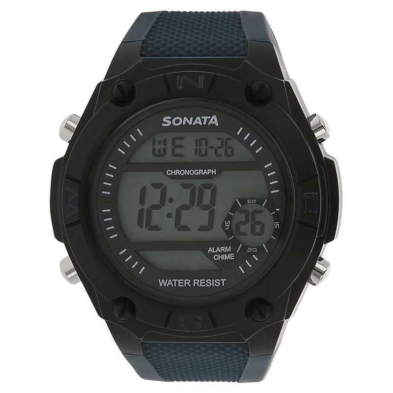 SF Digital Dial Black Plastic Strap Watch For Men