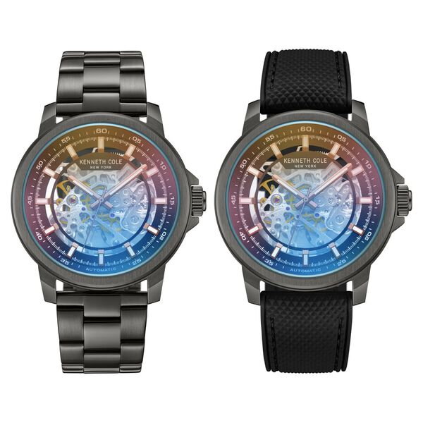 Kenneth Cole Automatic Grey Dial With Grey Stainless Steel & Silicone Strap Watch For Men - image number 1
