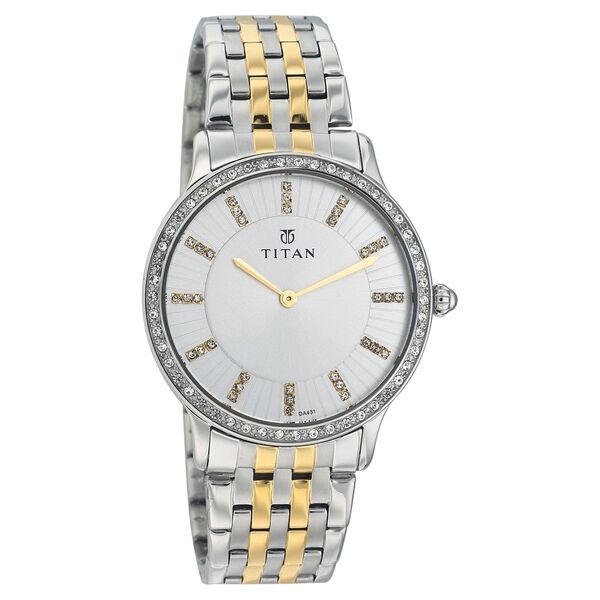 Titan Quartz Analog Silver Dial Stainless Steel Strap Watch for Women - image number 0