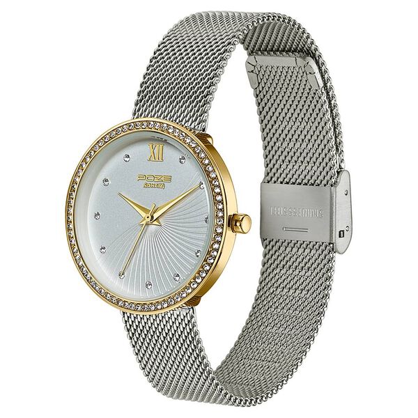 Poze By Sonata Quartz Analog White Dial Silver Metal Plated Strap Watch For Women - image number 4