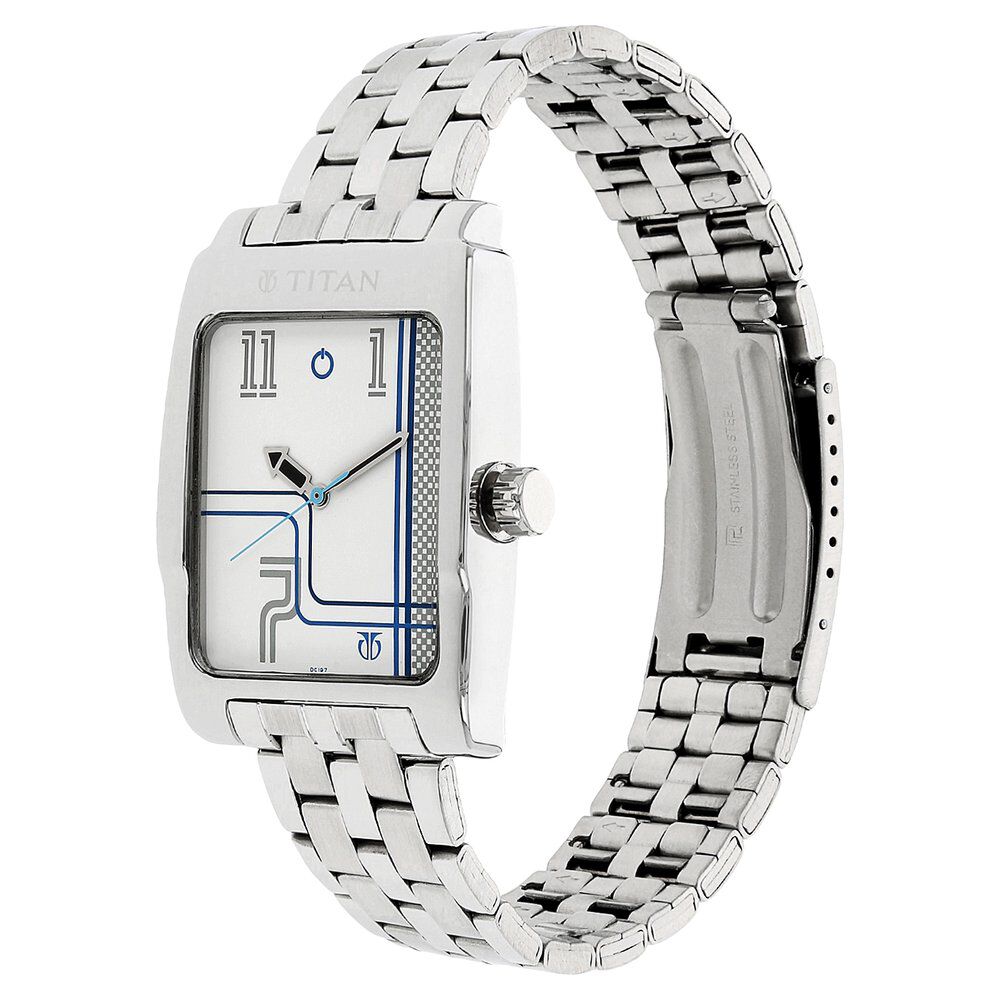Titan Men's Rectangular White Dial Quartz Analog Watch - 1…