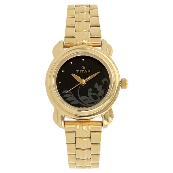 Titan Quartz Analog Black Dial Stainless Steel Strap Watch for Women - image number 0