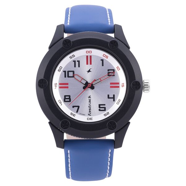 Fastrack Modular Quartz Analog Silver Dial Leather Strap Watch for Guys - image number 1