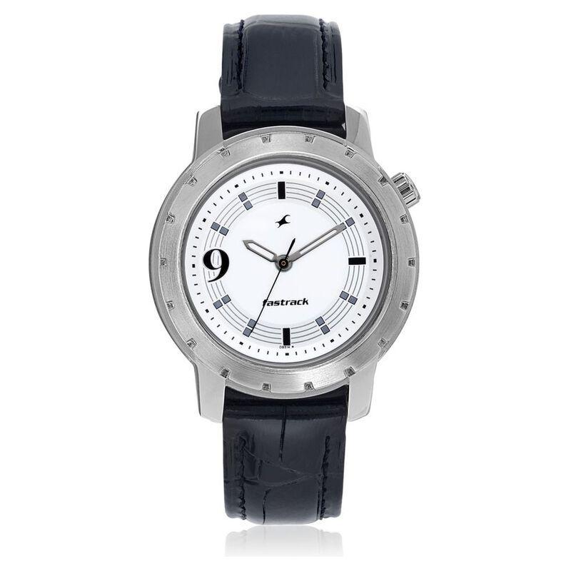 Fastrack Quartz Analog Silver Dial Leather Strap Watch for Girls