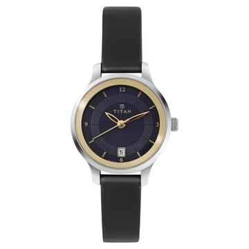 Titan Quartz Analog Blue Dial Leather Strap Watch for Women