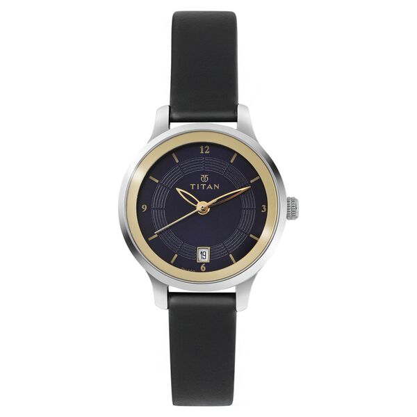 Titan Quartz Analog Blue Dial Leather Strap Watch for Women - image number 0