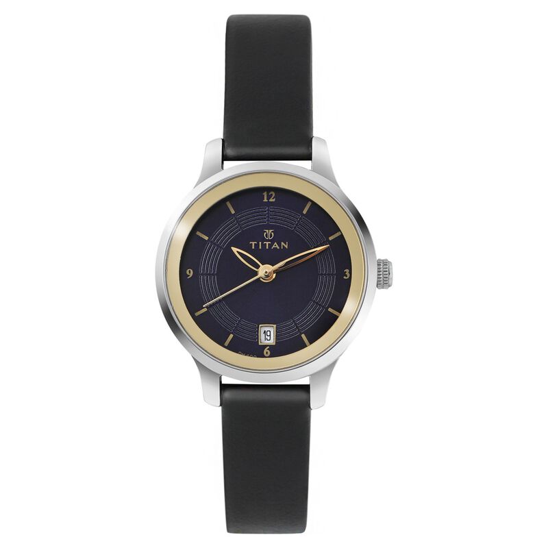 Titan Quartz Analog Blue Dial Leather Strap Watch for Women