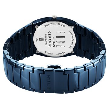 Titan Edge Fumage Quartz Analog Blue Dial Blue Ceramic Strap Watch For Men