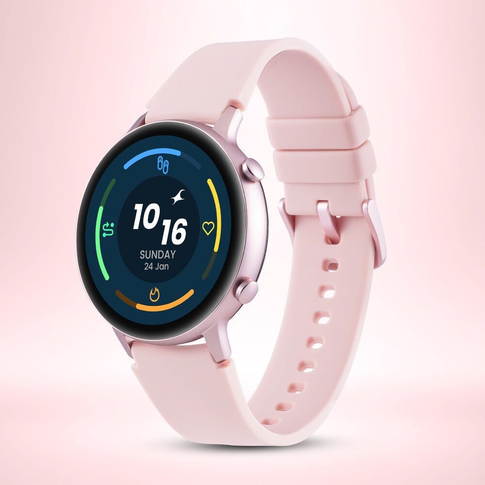 Reflex Play Plus Smart Watch With Pink Strap Amoled Display Period Tracker BT Calling
