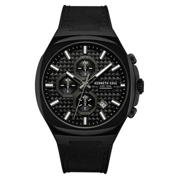Kenneth Cole Quartz Chronograph Black Dial Black Silicone Strap Watch For Men