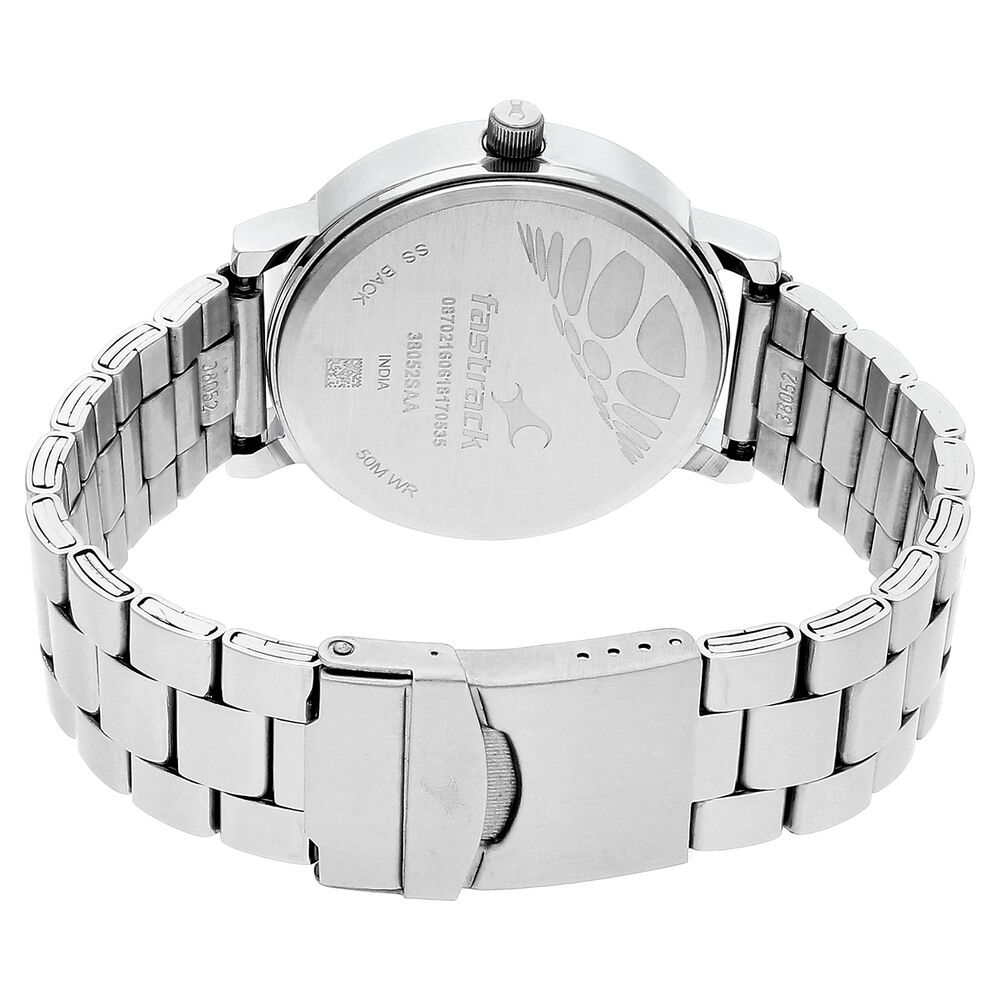 Buy Online Fastrack Bold Quartz Analog White Dial Stainless Steel Strap Watch for Guys nn38052sm04 Titan