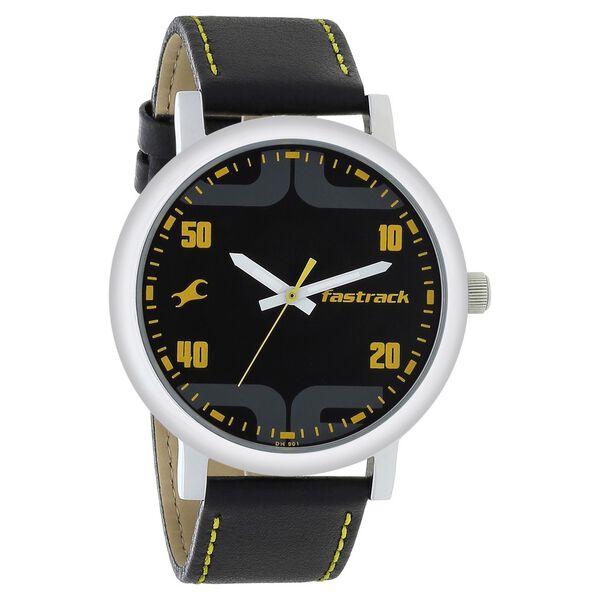 Fastrack Bold Quartz Analog Black Dial Leather Strap Watch for Guys - image number 1