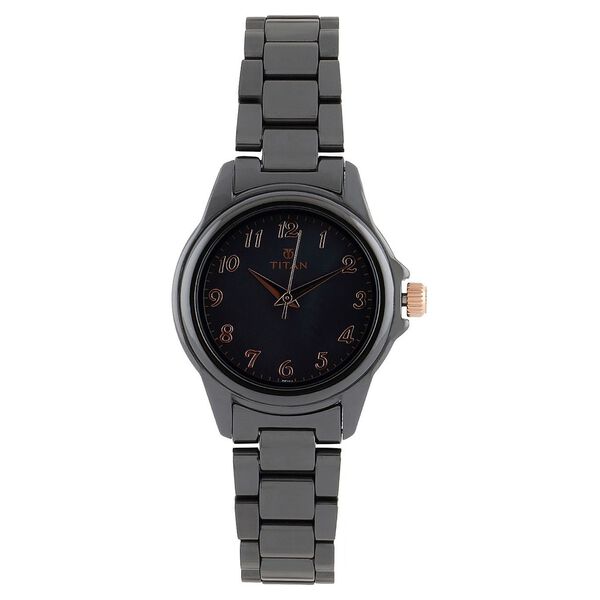 Titan Quartz Analog Black Dial Ceramic Strap Watch for Women - image number 0