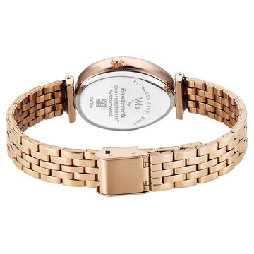Vyb Prodigy By Fastrack Quartz Analog Green Dial Rose Gold Stainless Steel Strap Watch For Girls