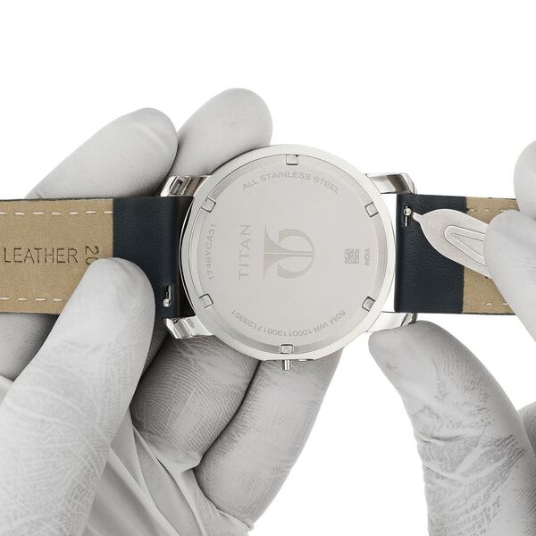 20 mm Blue Genuine Leather Strap for Men - image number 6