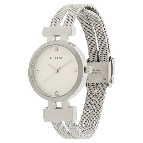 Titan Quartz Analog Silver Dial Stainless Steel Strap Watch for Women - image number 1