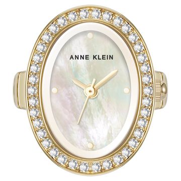 Anne Klein Quartz Analog White Dial Golden Metal Ring Watch For Women