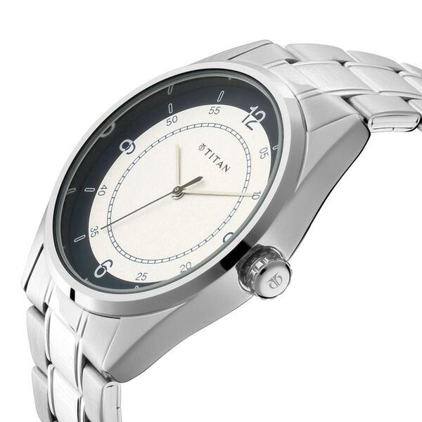 Titan Men's Timeless Charm: Men's Analog Watch with white Dial and Metal Strap - image number 1