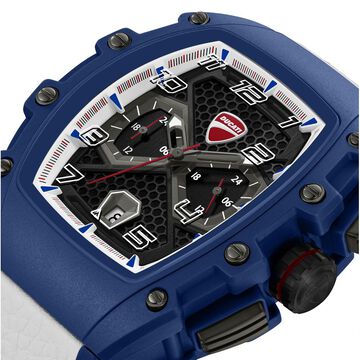 Ducati Quartz Multifunction Black Dial Blue Silicone Strap Watch For Men