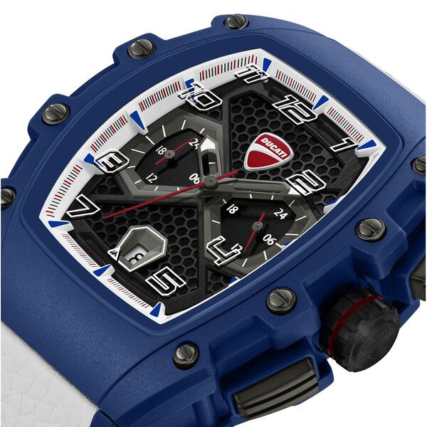 Ducati Quartz Multifunction Black Dial Blue Silicone Strap Watch For Men - image number 3