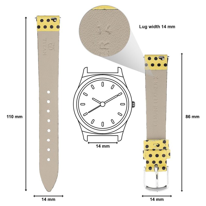 14 mm Yellow Genuine Leather Strap for Women - image number 1
