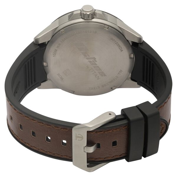 Titan Quartz Multifunction Blue Dial Silicone & Leather Strap Watch for Men - image number 4
