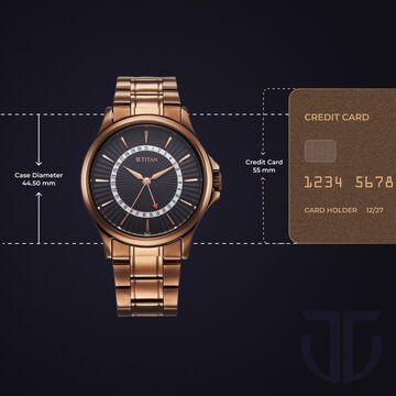 Titan Karishma Quartz Analog with Date Black Dial Stainless Steel Strap Watch For Men